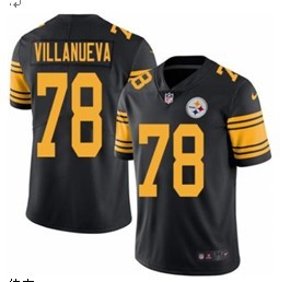 2017 Men Pittsburgh Steelers 78 Alejandro Villanueva Nike Black Game yellow number Jersey